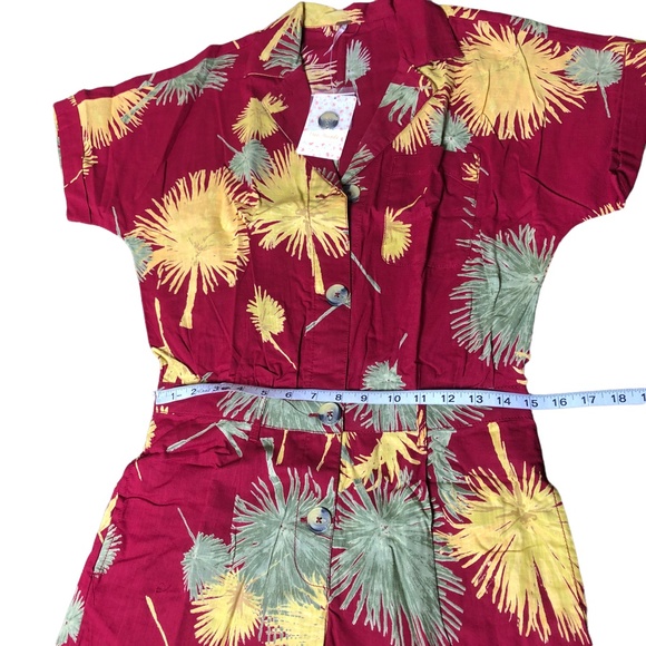 FREE PEOPLE Maroon Combo Malibu Tropical Print Romper Jumpsuit Sz XS - Picture 15 of 16
